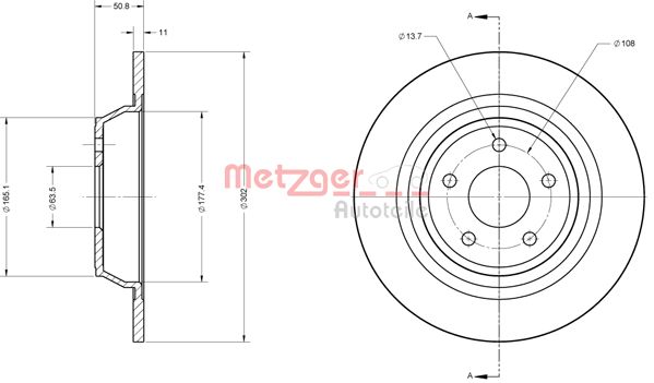 METZGER Hátsó féktárcsa 6110813_METZ